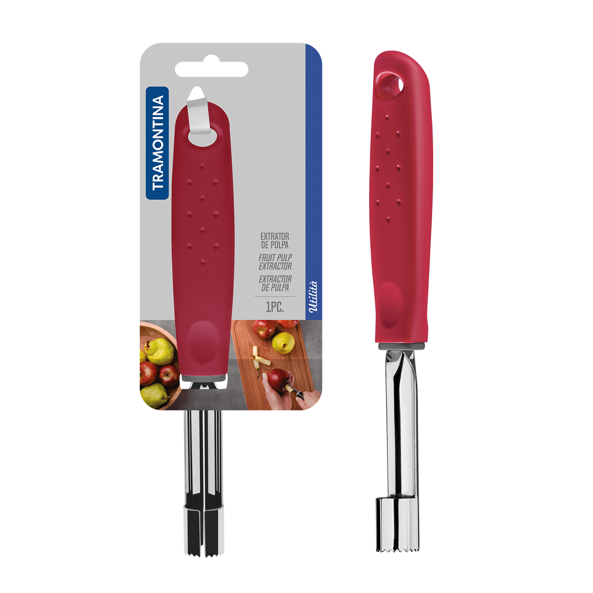 Utilitá Stainless Steel Pulp Extractor with Red Polypropylene Handle