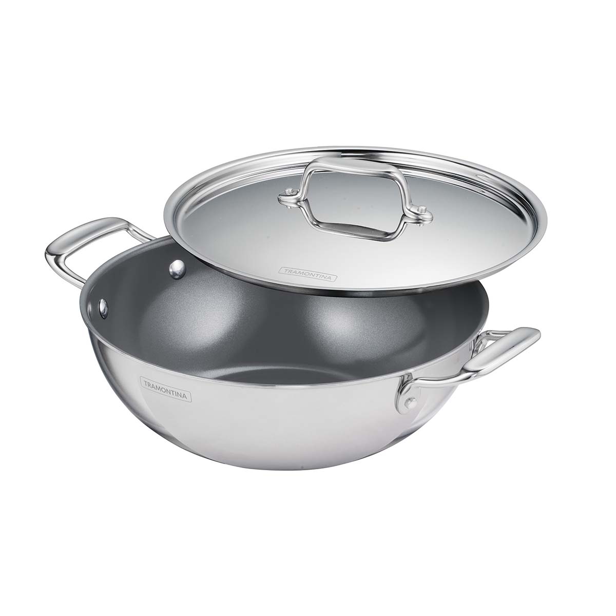 Fusao EX+ 24cm Triply Ceramic Kadai with SS Lid
