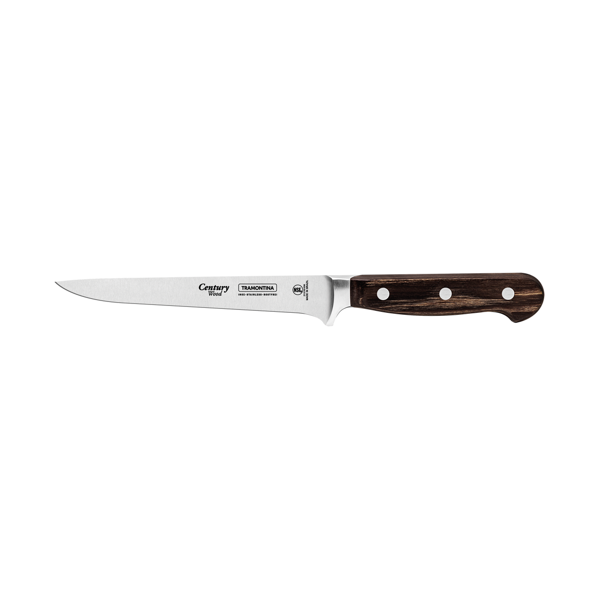 Century Wood Boning Knife with Stainless Steel Blade and Treated Brown Wood Handle 6"