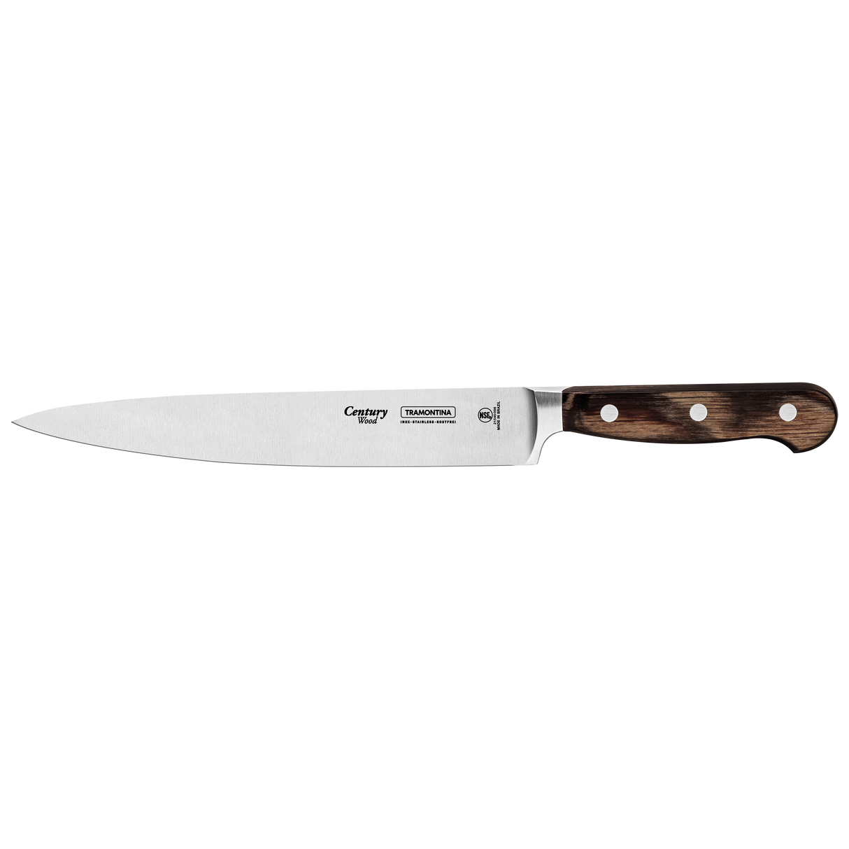 Century Wood Utility Knife with Stainless Steel Blade and Treated Brown Wood Handle, 8"