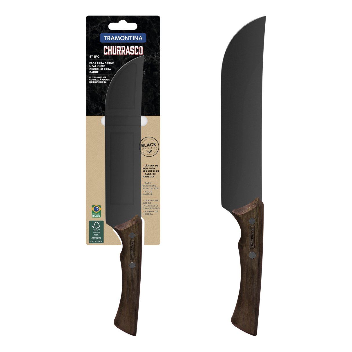 Churrasco Black Meat Knife 20 cm/ 8in - Wood
