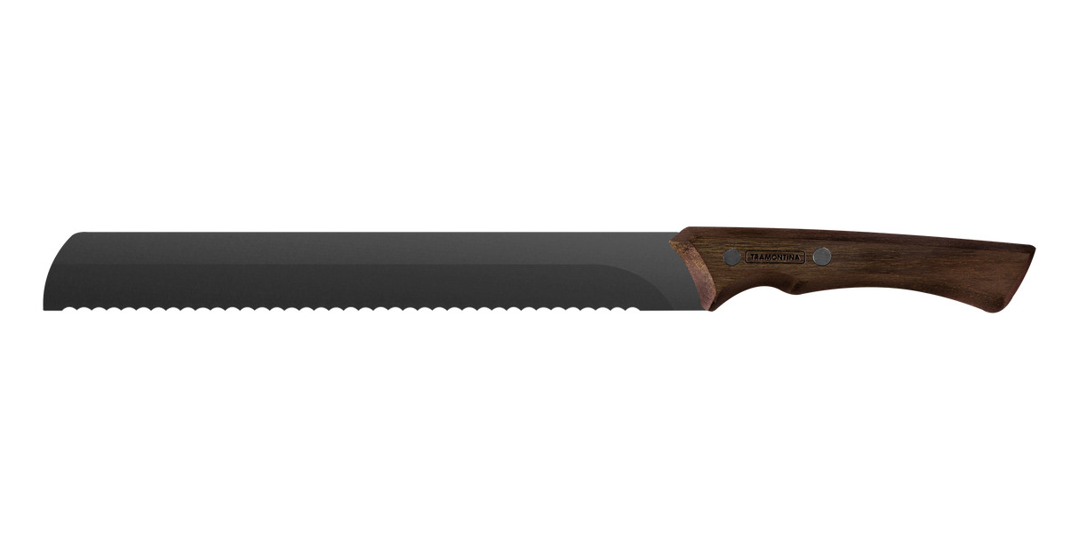 Churrasco Black Serrated Knife 25 cm/ 10in - Wood