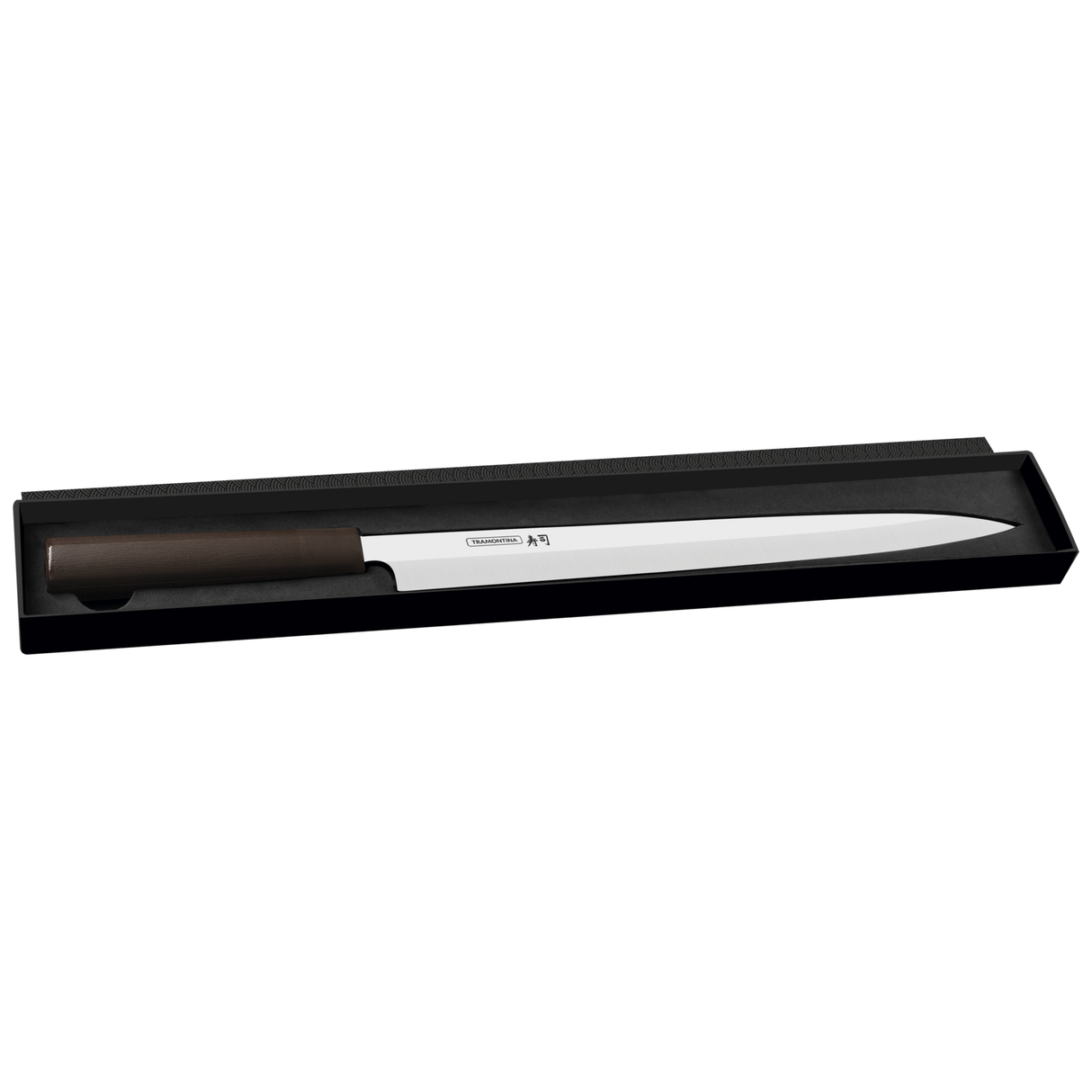 Tramontina India 33cm brown sushi Yanagiba knife with a sharp blade, used for precise slicing of sushi and sashimi.