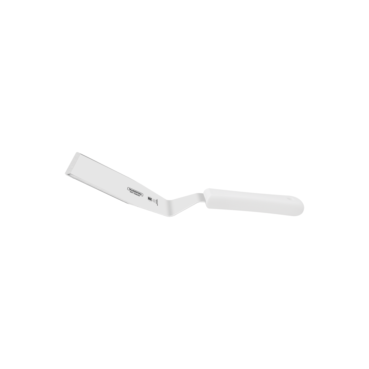 White Tramontina India professional hamburger spatula, 15 cm (6 inches), with a sturdy handle and wide flat blade for grilling.