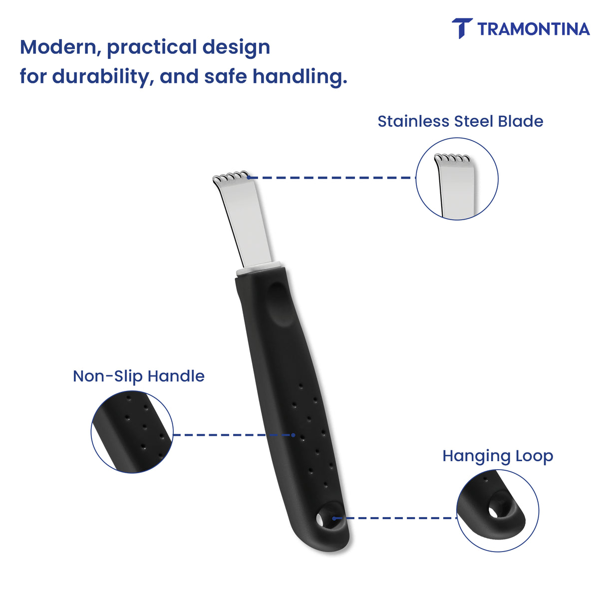 Utilitá stainless steel baller with 2.4 cm black polypropylene handle