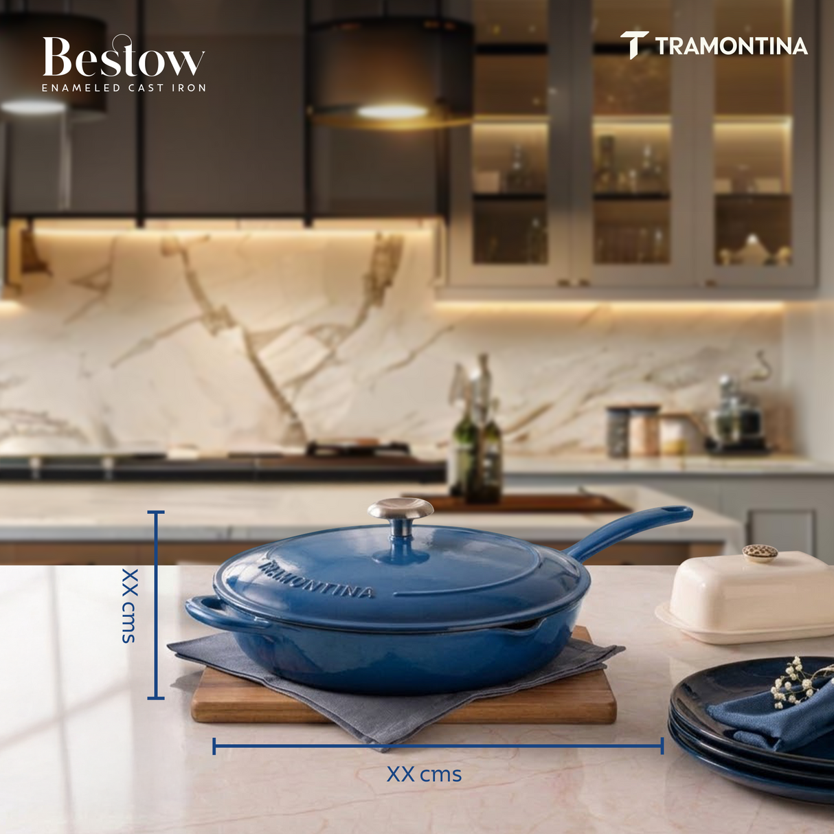 Bestow Enameled Cast Iron Covered Skillet 30 cm MB