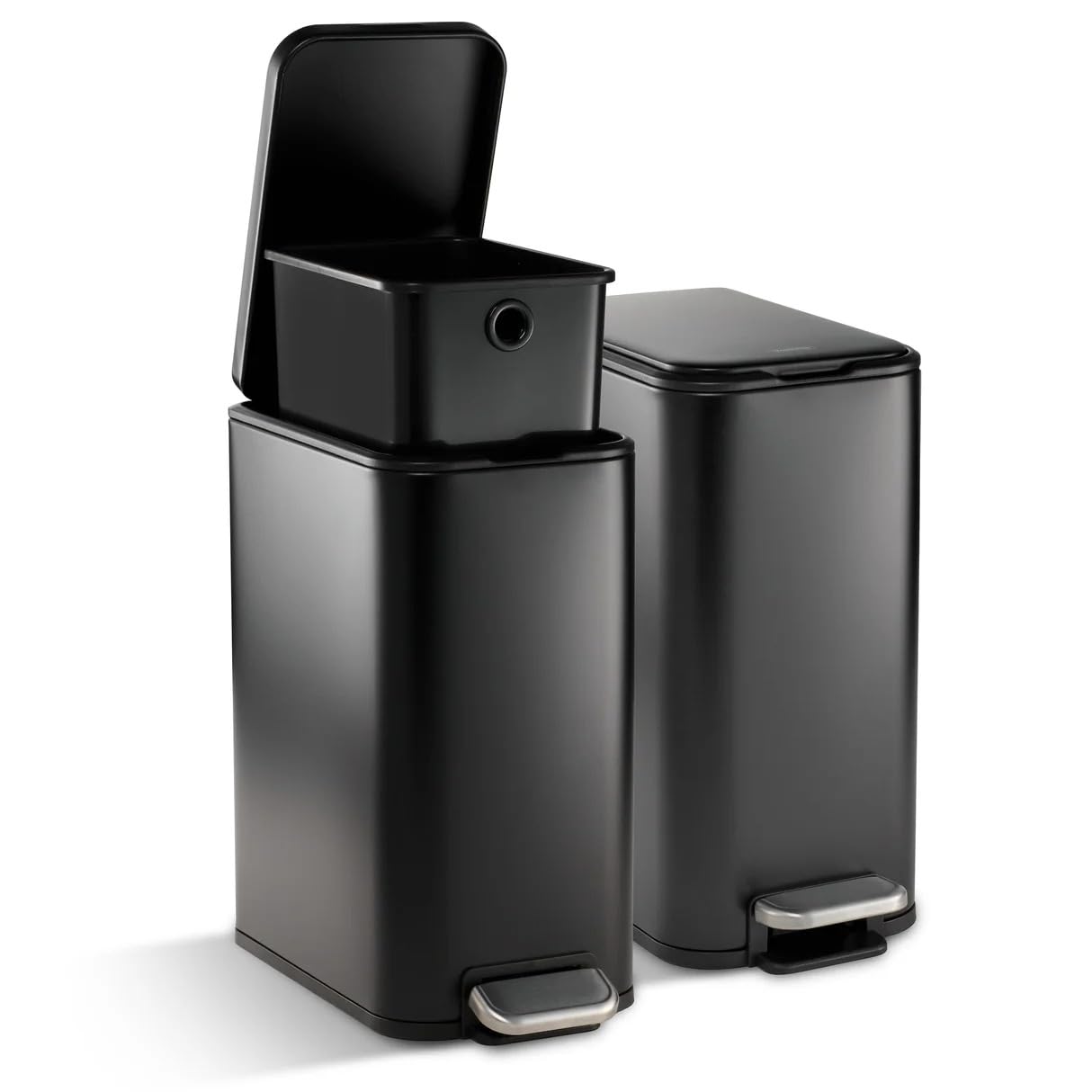 Tramontina Set of 2 -7.6 Litre Stainless Steel Pedal Slim - Black