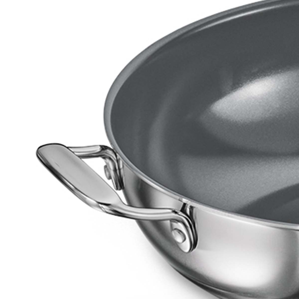 Fusao EX+ 24cm Triply Ceramic Kadai with SS Lid