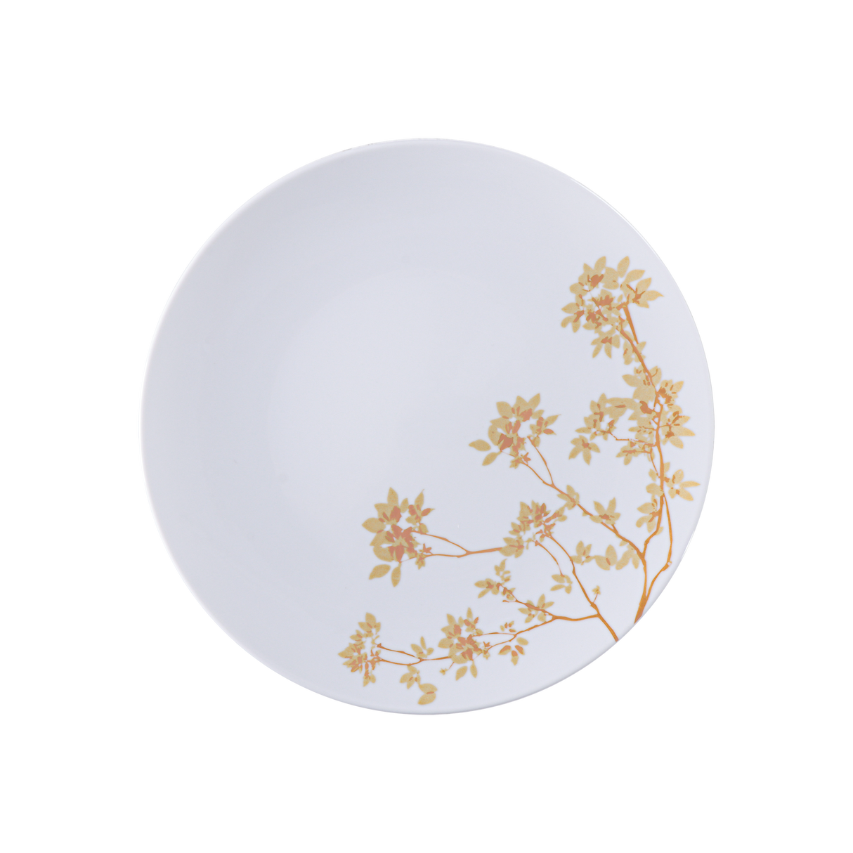 Porcelain decorated dinner plate with floral design, Tramontina 28 cm size, featuring intricate patterns on a white background.