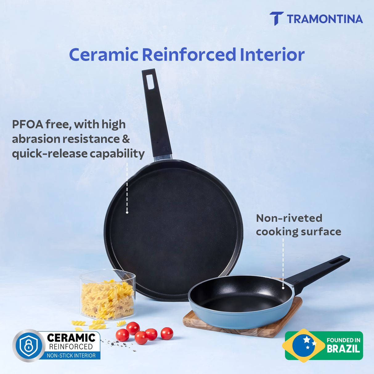 Chroma Forged Cookware Set of 2 Fry Pan 20 cm & DosaTawa 28 cm Blue