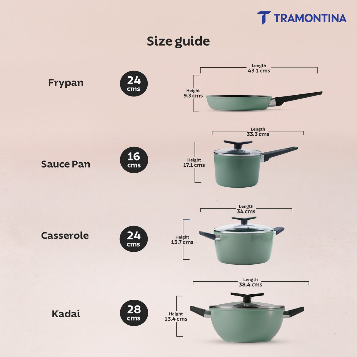 Aura Ceramic Reinforced Non-Stick Cookware Set – 7 Pieces (Sea Green)