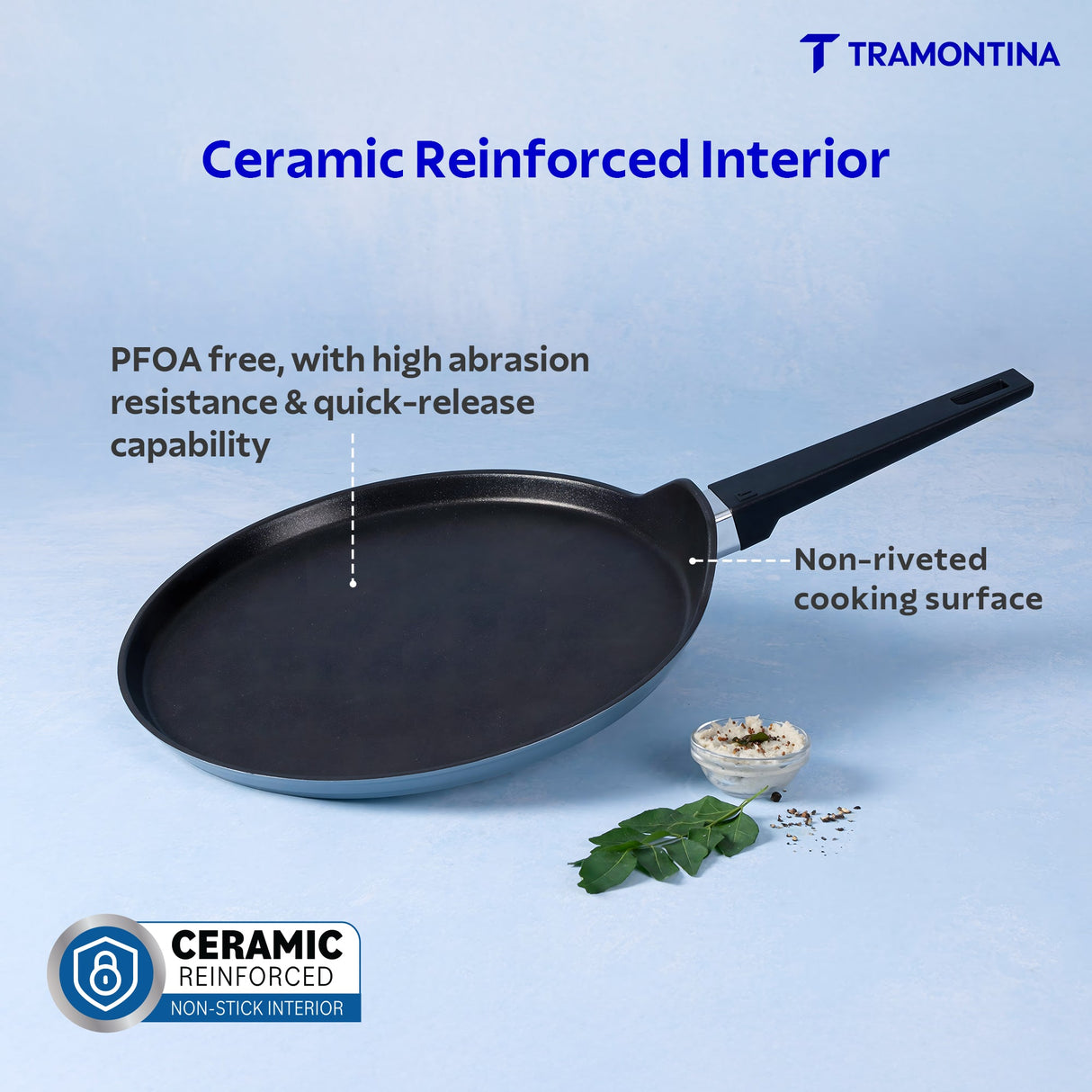 Aura Ceramic Reinforced Non-Stick Dosa Tawa – 28 cm (Blueberry)