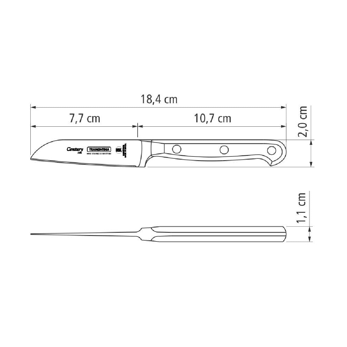 Century Stainless Steel Vegetable and Fruit Knife 3"