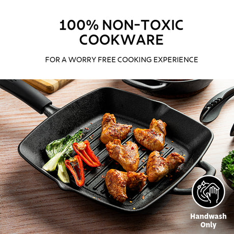 Titanex 27 cm Pre-Seasoned Cast Iron Grill Pan