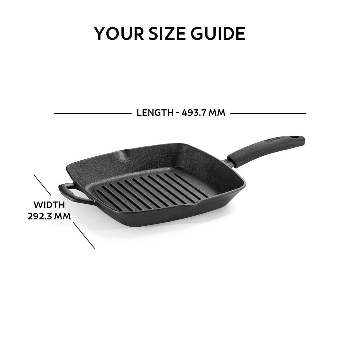 Titanex 27 cm Pre-Seasoned Cast Iron Grill Pan