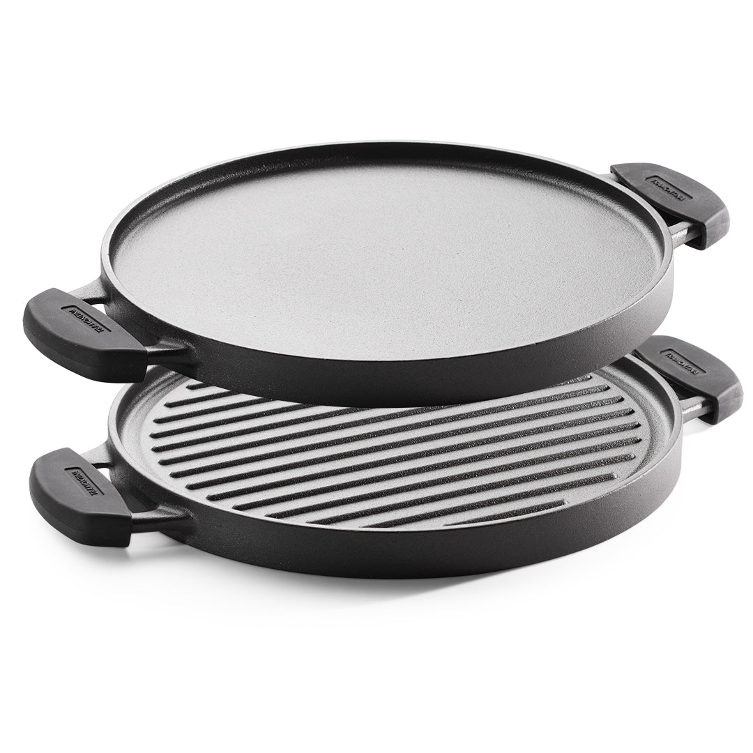 Titanex 30 cm Pre-Seasoned Cast Iron Reversible Grill Pan/Tawa