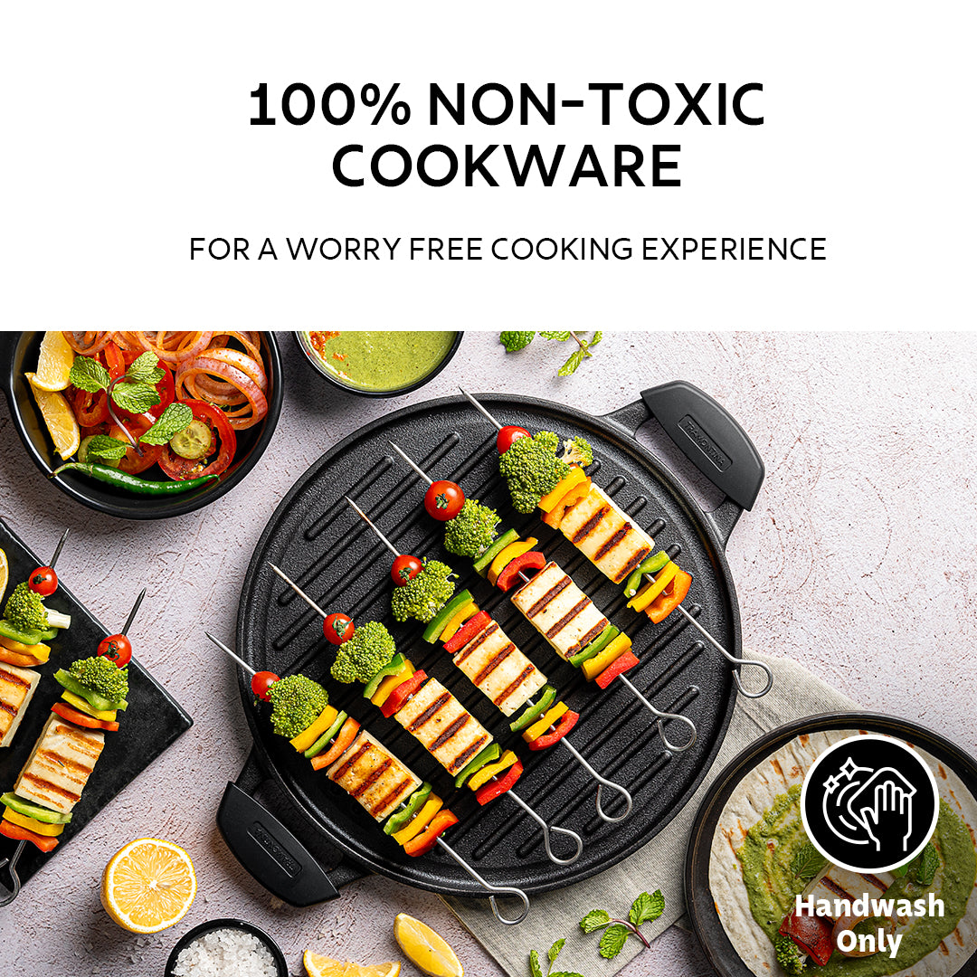 Titanex 30 cm Pre-Seasoned Cast Iron Reversible Grill Pan/Tawa