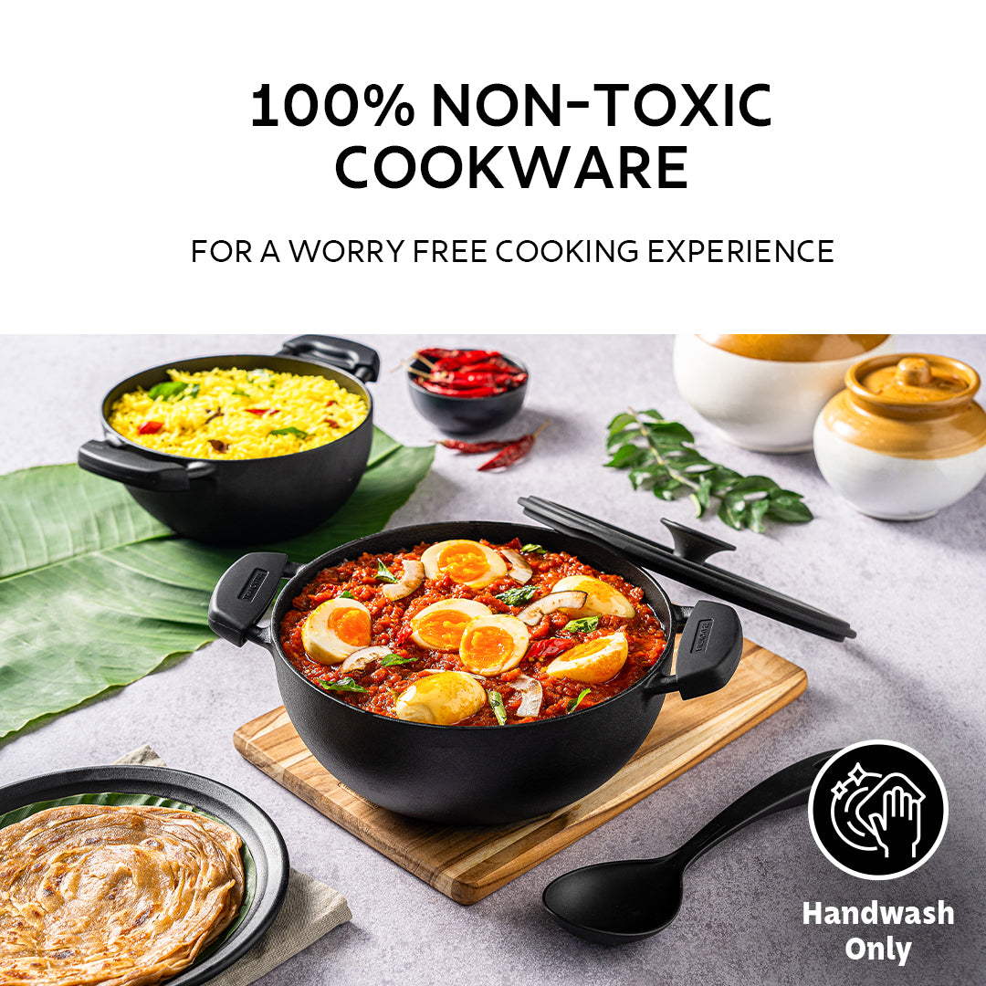 Titanex 26 cm Pre-Seasoned Cast Iron Deep Kadai – 4.6L