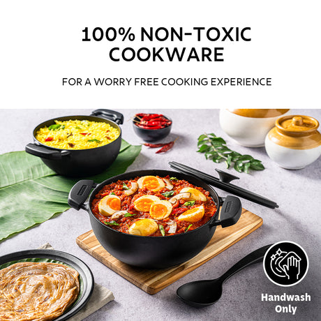 Titanex 26 cm Pre-Seasoned Cast Iron Deep Kadai – 4.6L