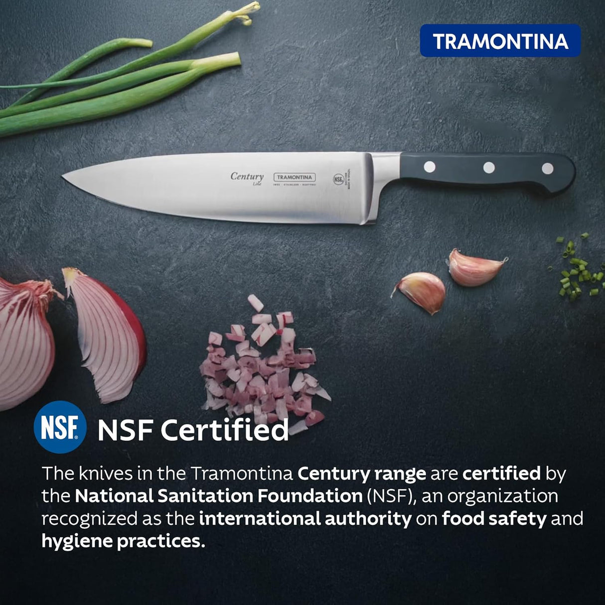 Century Stainless Steel Chef Knife 6-inch by Tramontina India, showcasing the sharp blade and ergonomic handle.