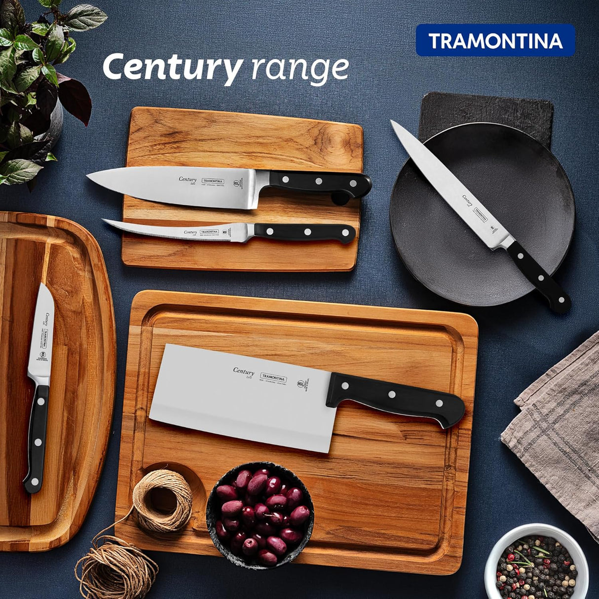 Century stainless steel utility knife, 6-inch Tramontina India knife with a sturdy handle and sharp blade, ideal for versatile cutting tasks.