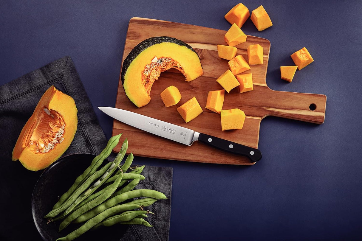 Century stainless steel utility knife, 6-inch Tramontina India knife with a sharp blade and ergonomic handle for versatile cutting tasks.