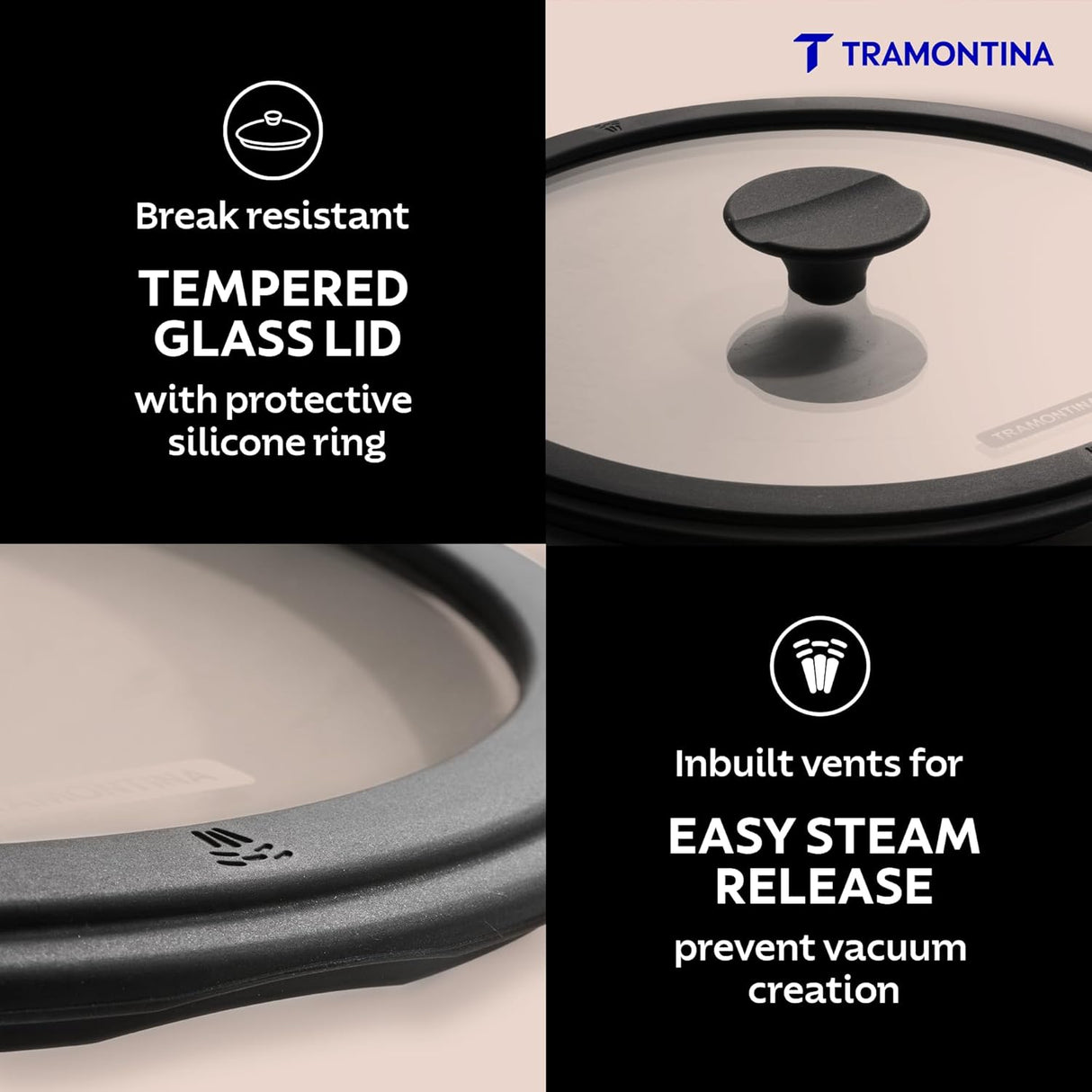 Titanex 30cm Pre-Seasoned Cast Iron Extra Deep Kadai with Heat Resistant Silicone Grip – 6.8L