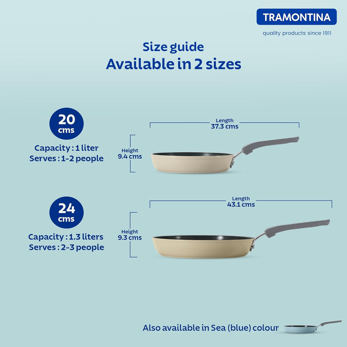 Tramontina India Velo Forged 20cm Sand Fry Pan with non-stick surface, sturdy handle, suitable for versatile cooking.