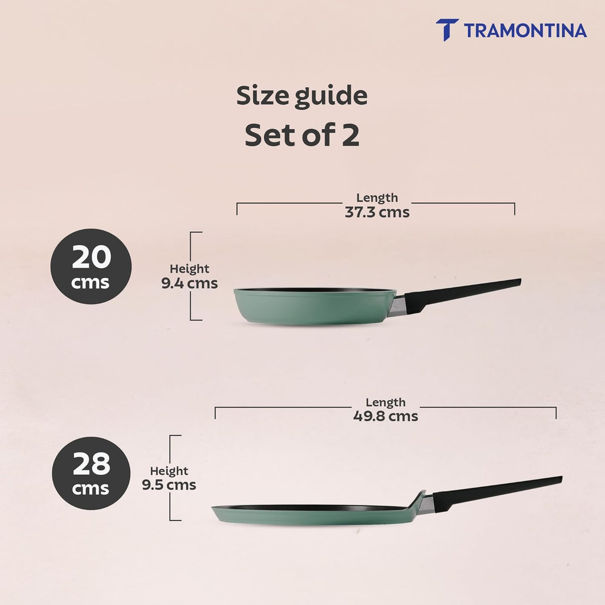 Aura 2 Piece Non-Stick Cookware Set Ceramic Reinforced Coating – (Sea Green)