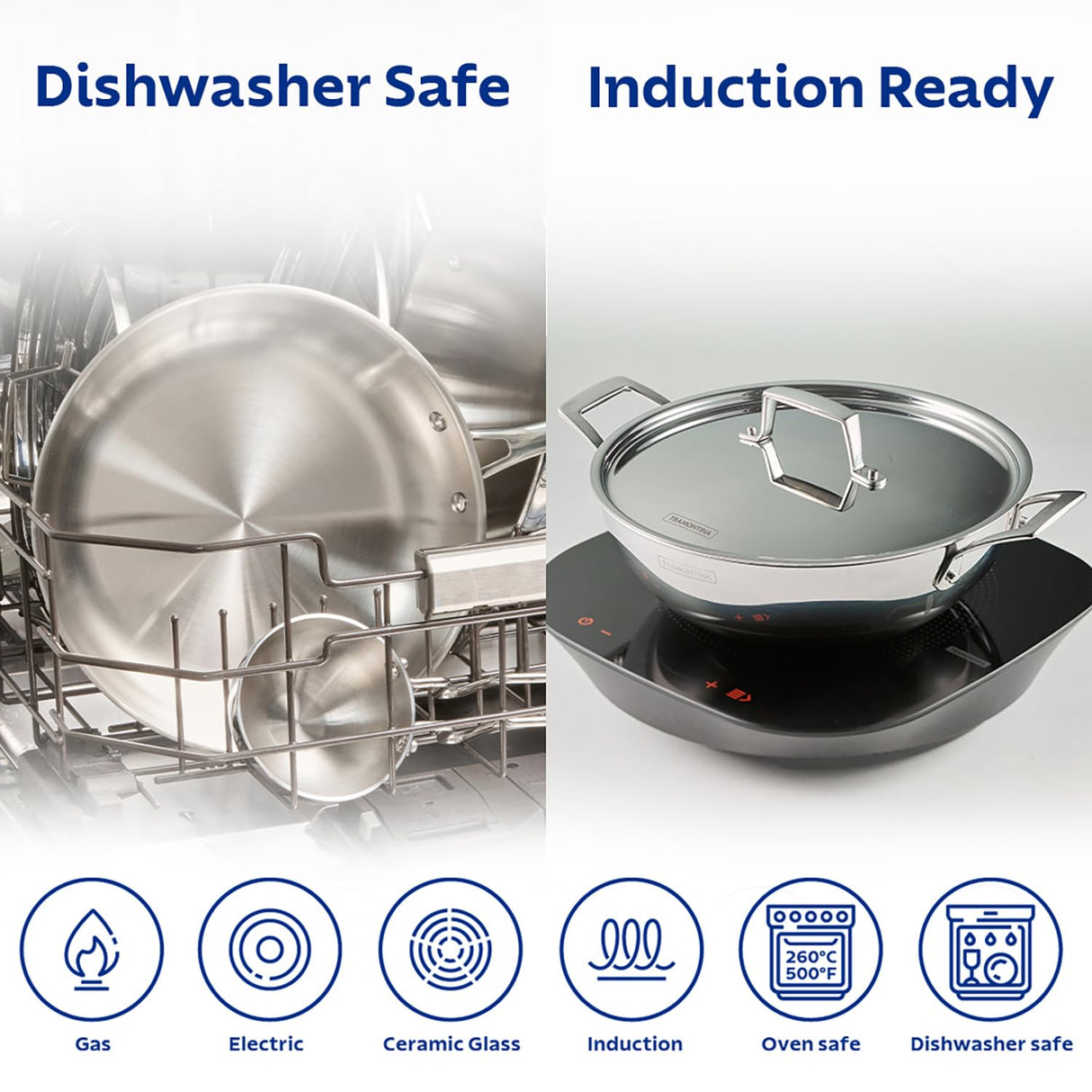 Aeion 18cm Stainless Steel Tri-Ply Tope with SS Lid - 2.2L