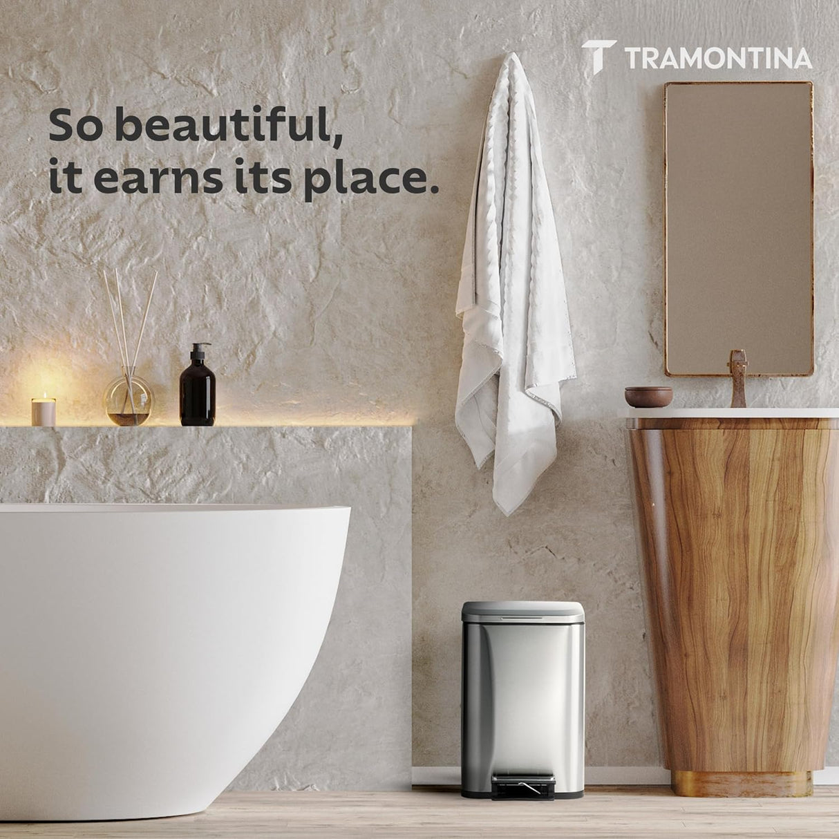 Trash Bin 12 Litre Stainless Steel Pedal Square