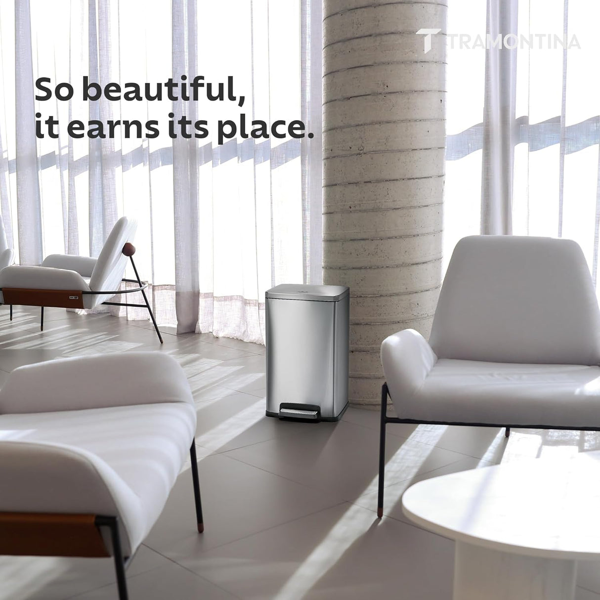 Trash Bin 49 Litre Stainless Steel Contemp Rectangle