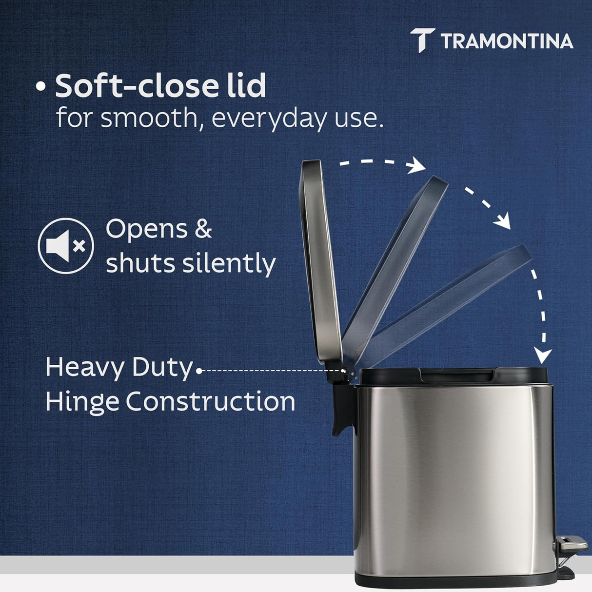 Trash Bin 8 Litre Stainless Steel Pedal Square