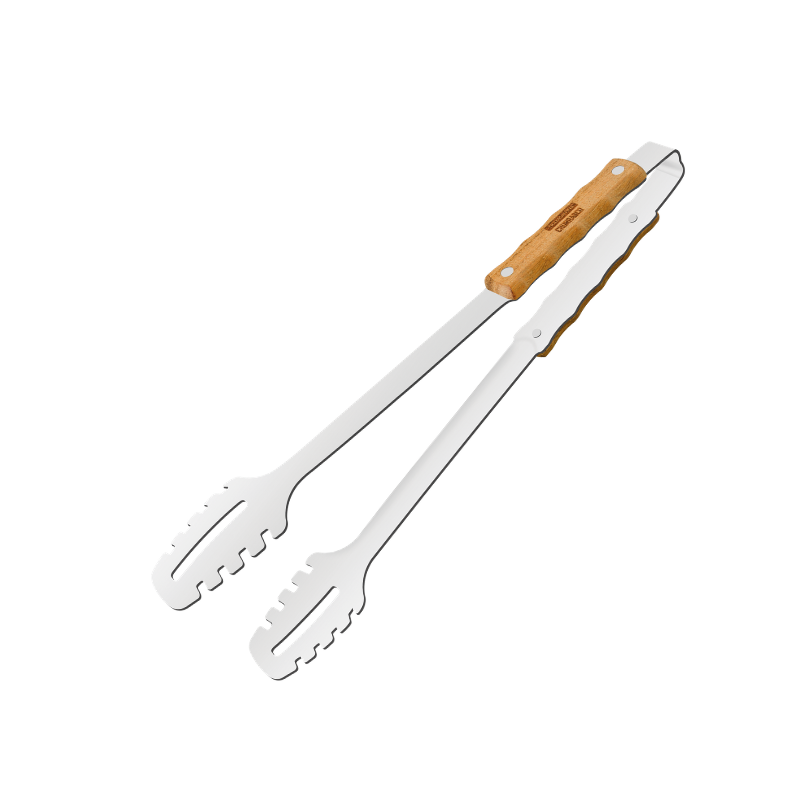 Churrasco Meat Tongs with Stainless Steel Blade and Wooden Handle, 47.3 cm