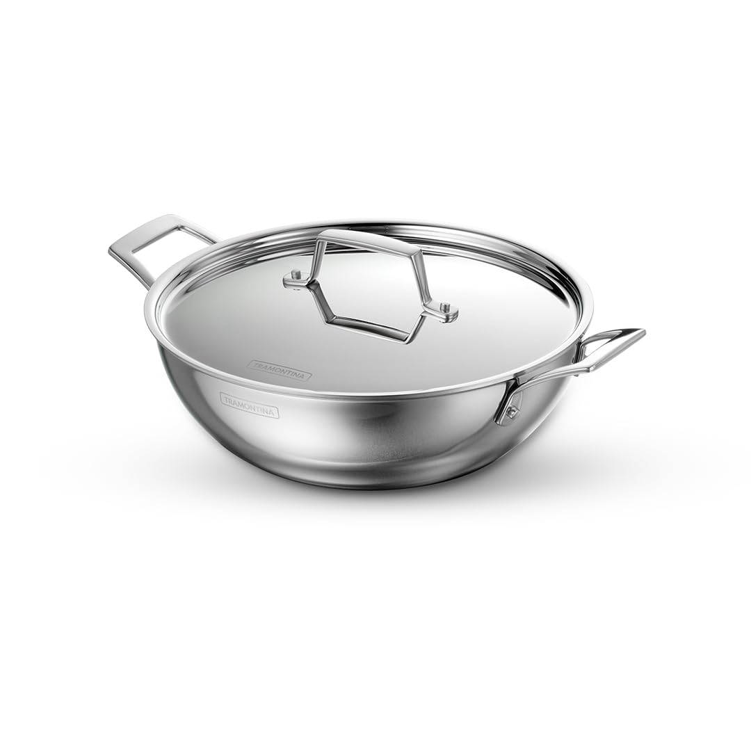 Aeion 24cm Stainless Steel Tri-Ply Kadai with SS Lid - 2.6L