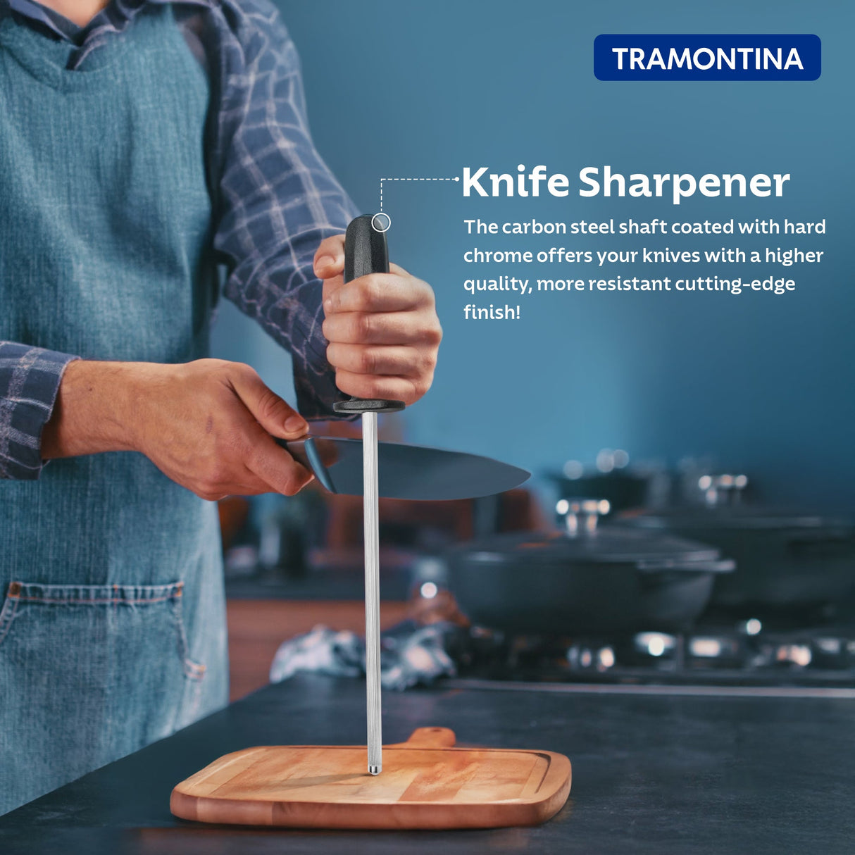 Plenus Grooved Sharpener 20 cm/ 8in - Black