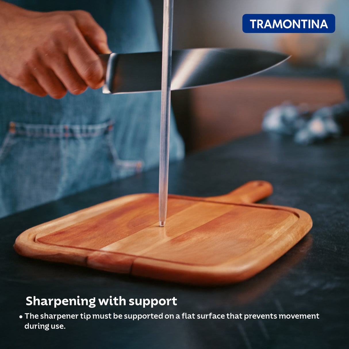 Plenus Grooved Sharpener 20 cm/ 8in - Black