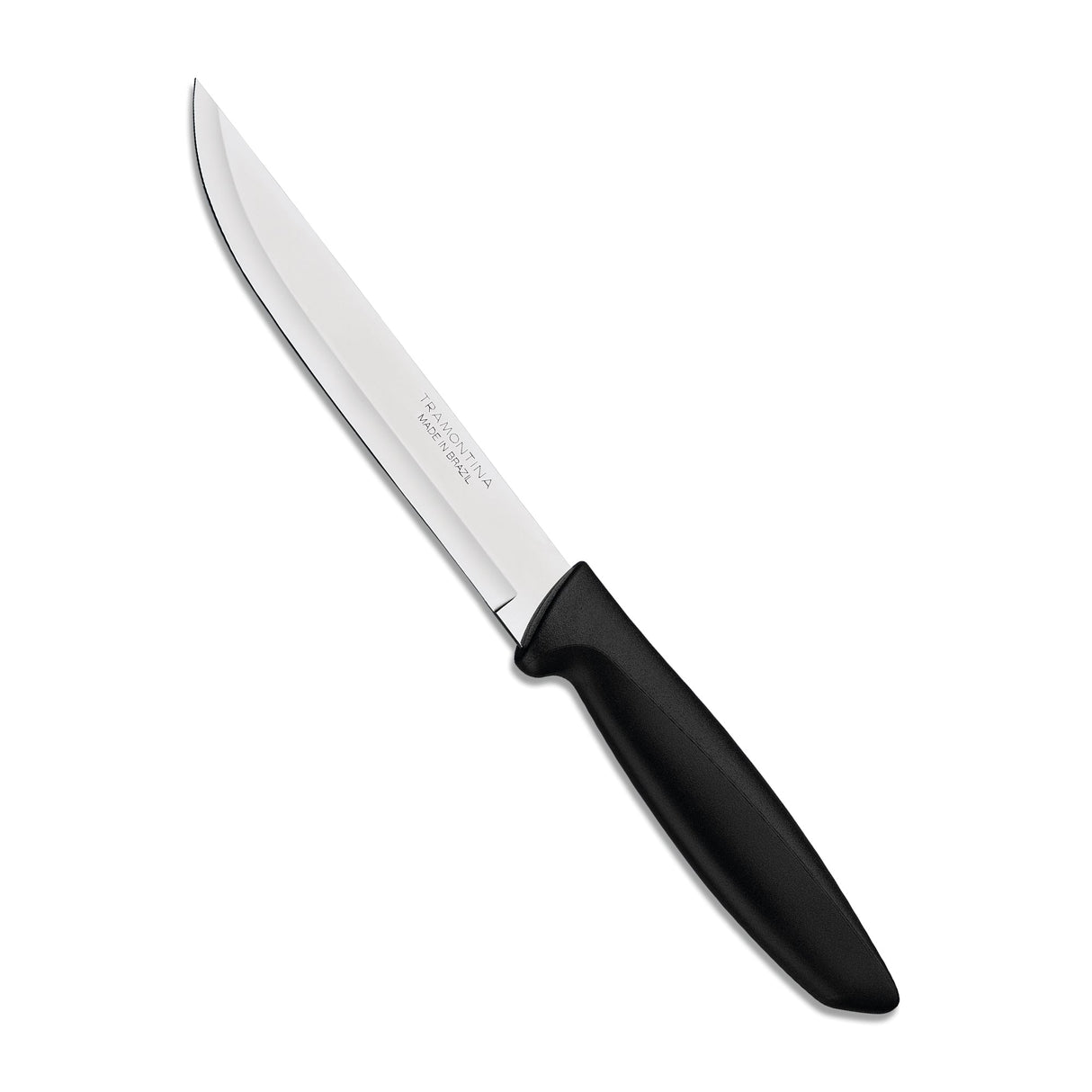 Black Tramontina India 15 cm utility knife with a stainless steel blade and ergonomic handle for precise cutting tasks.
