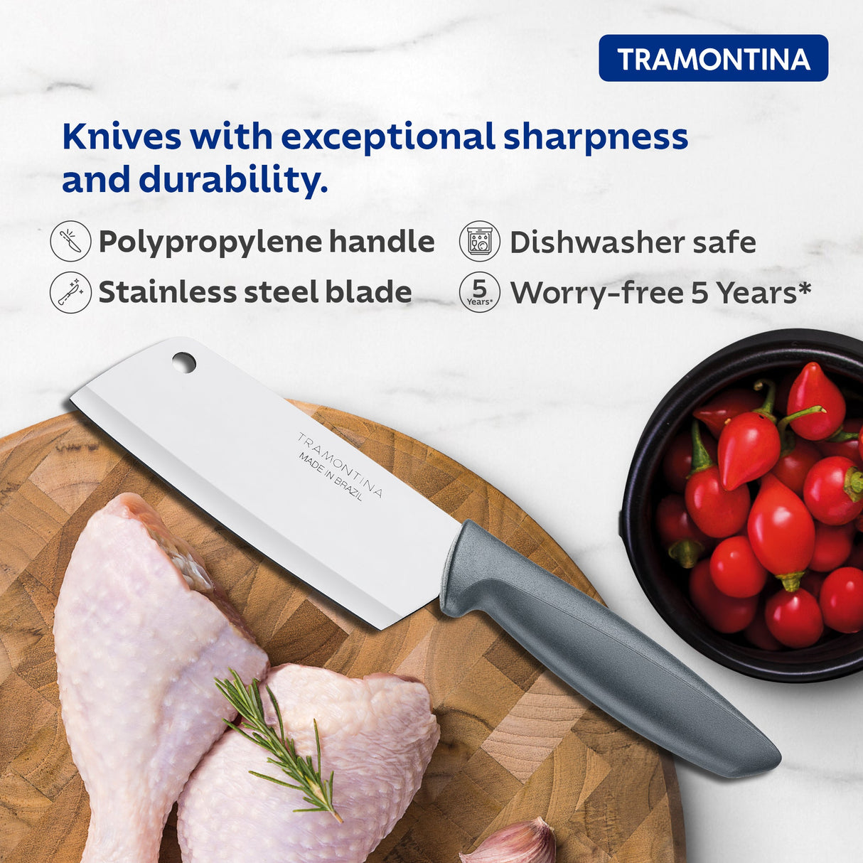 Plenus Cleaver Knife 12 cm/ 5in - Grey