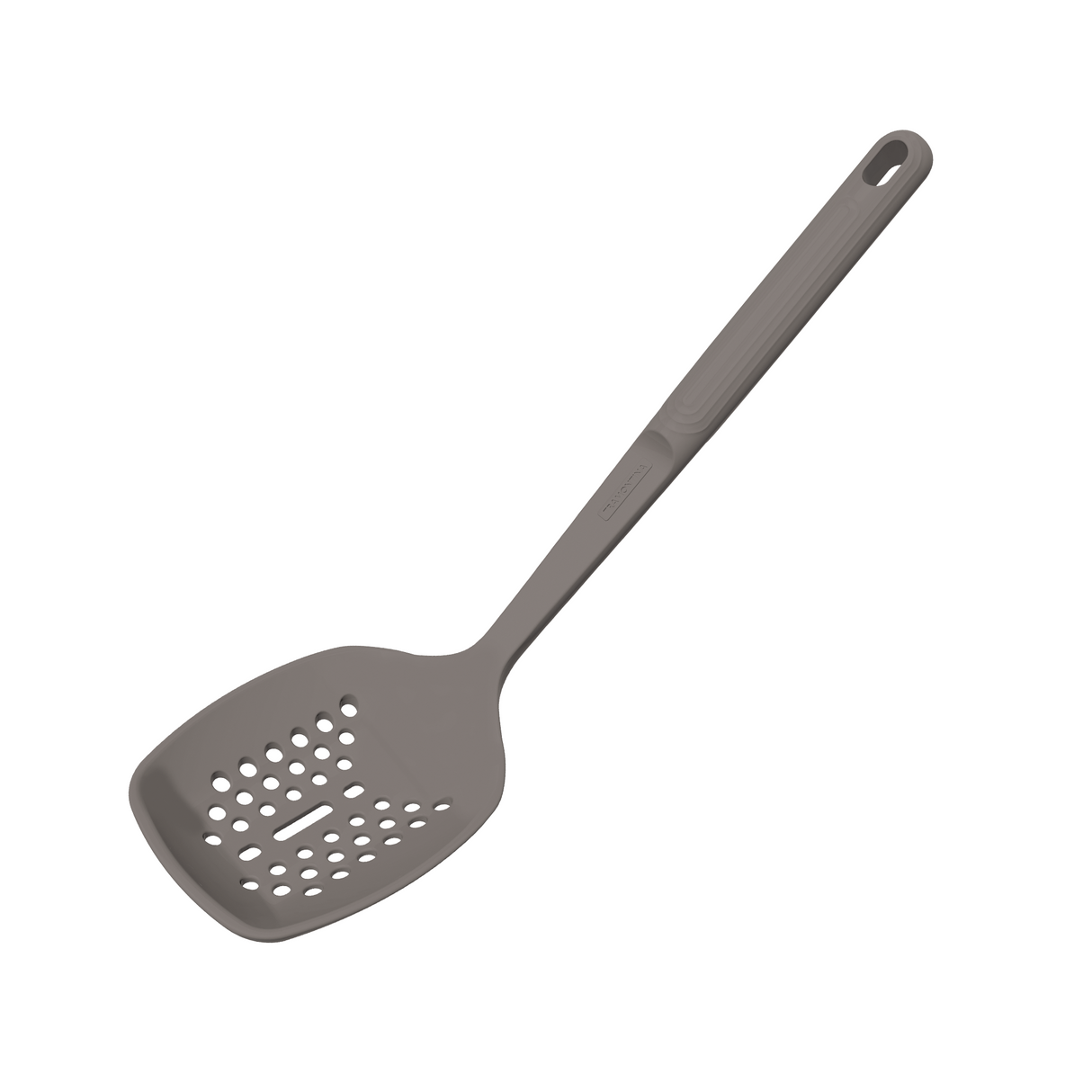 Grey Softta Silicone Skimmer by Tramontina India, showing a close-up of the flexible silicone skimmer for cooking or serving.