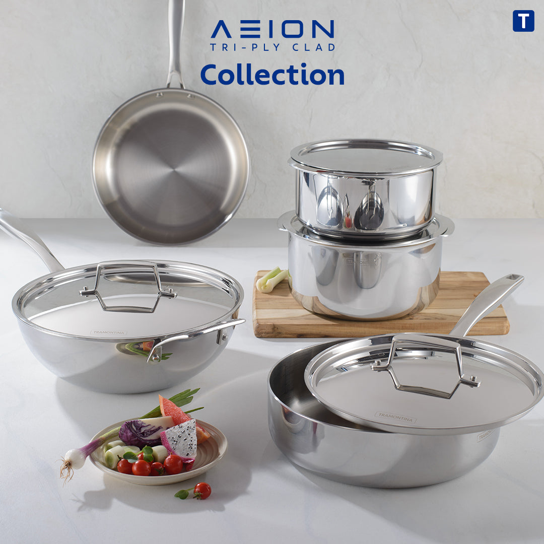 Aeion 20cm Triply Deep Kadai with SS Lid