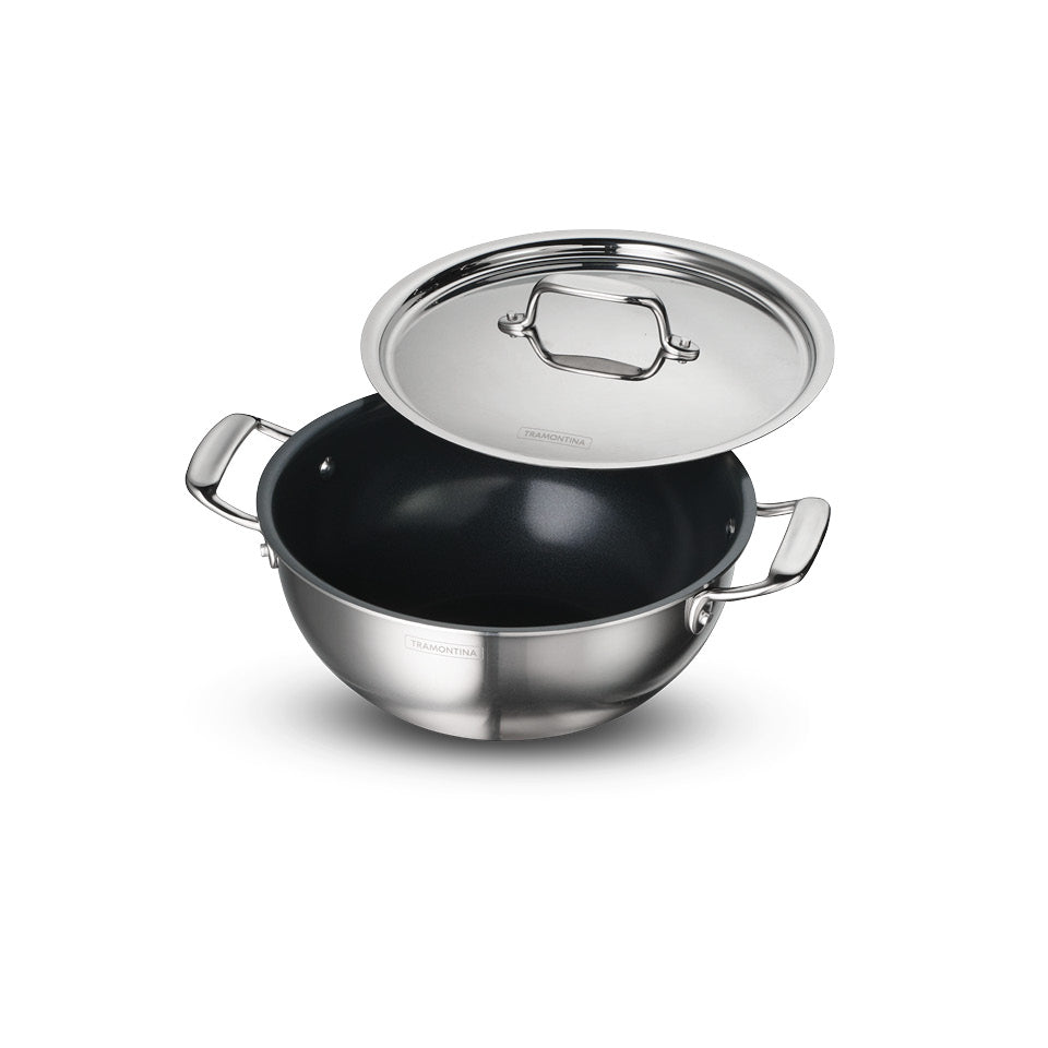 Fusao EX+ 24cm Triply Ceramic Deep Kadai with SS Lid