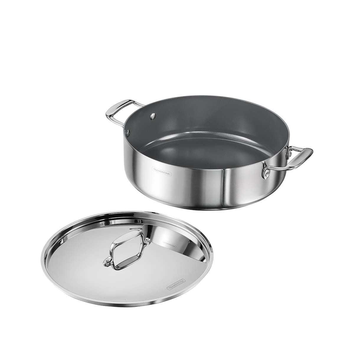 Fusao EX+ 30cm Ceramic Stainless Steel Tri-Ply Biryani Lagan with SS Lid - 6.2L - Tramontina India