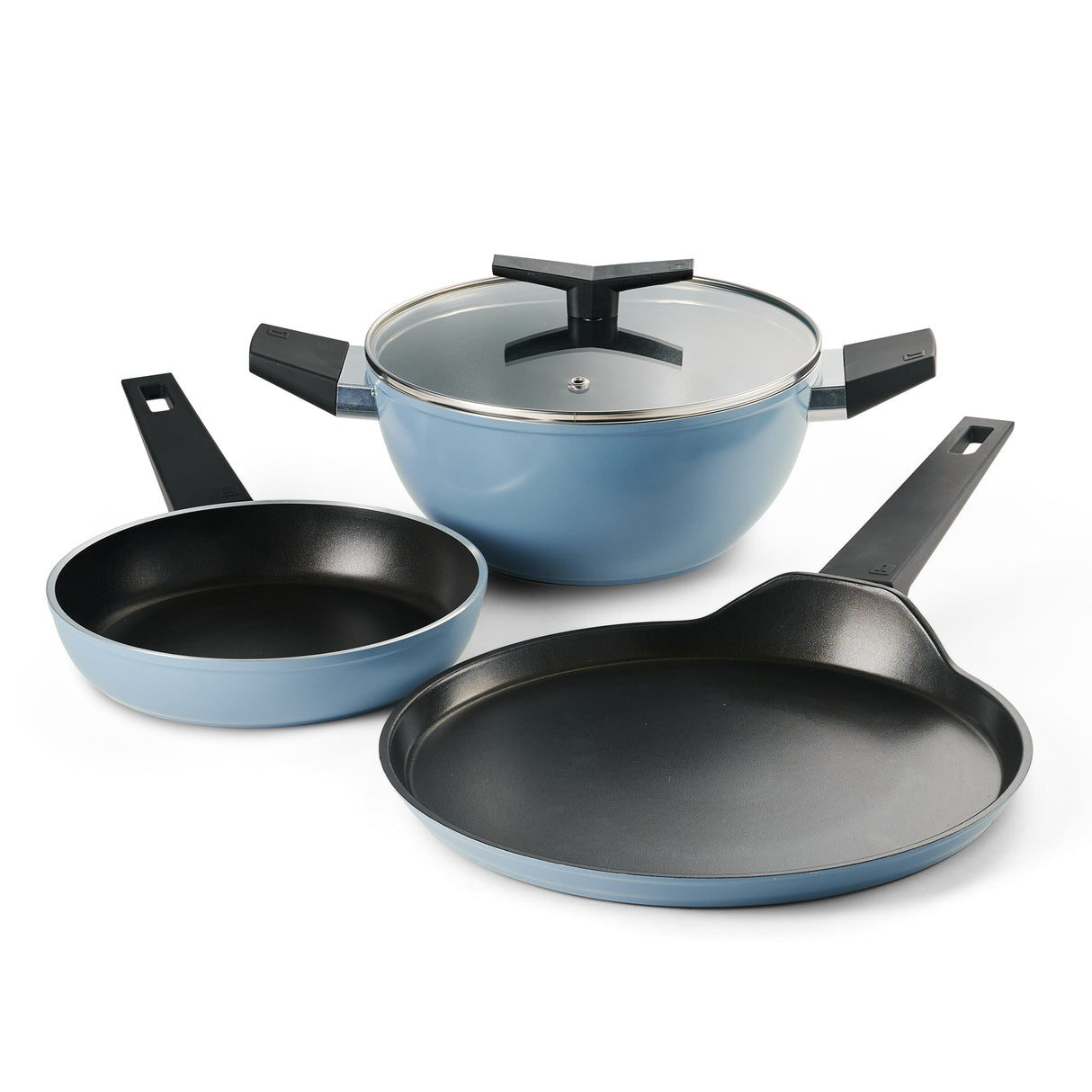 Aura Ceramic Reinforced Non-Stick Cookware Set – 4 Pieces (Blueberry)
