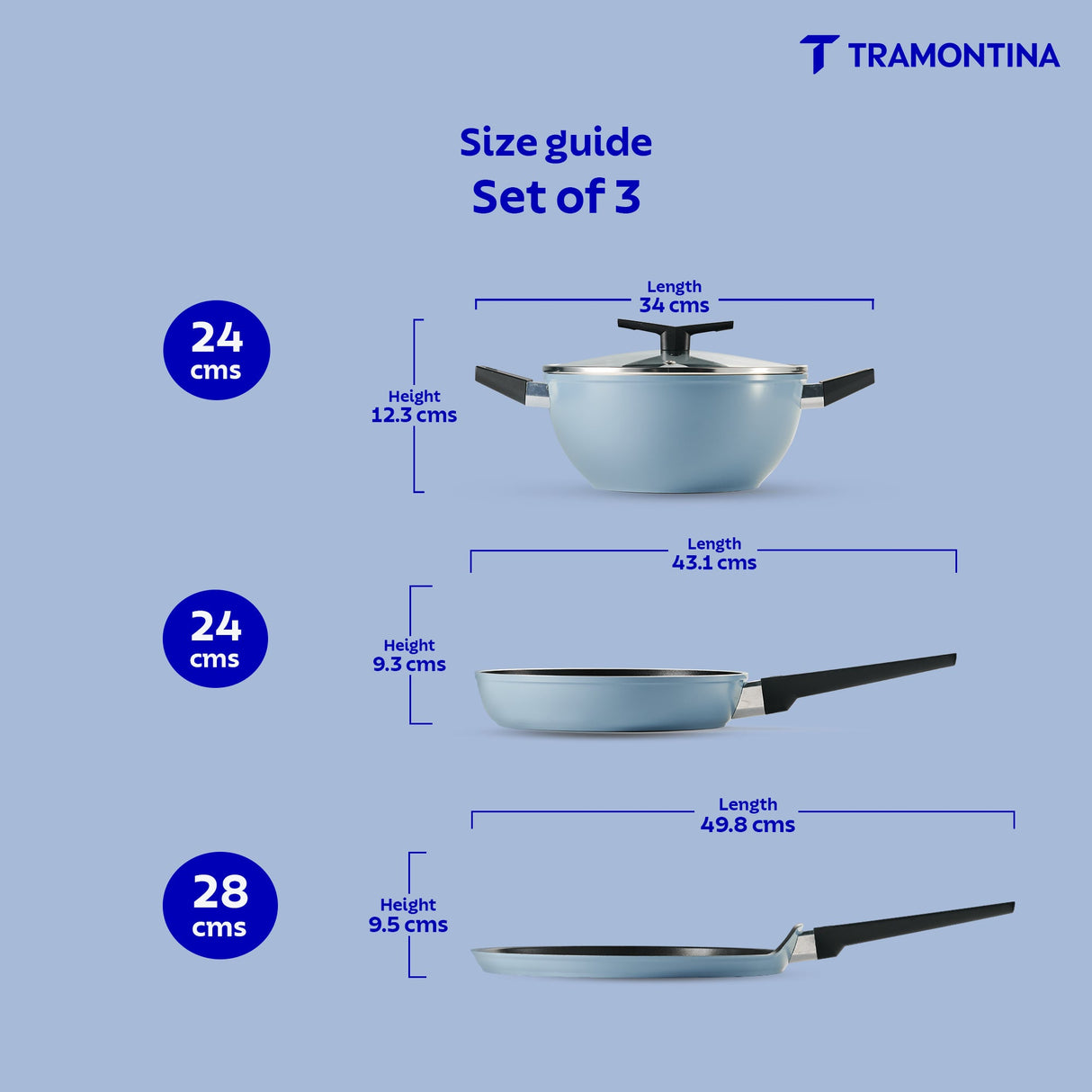 Aura Ceramic Reinforced Non-Stick Cookware Set – 4 Pieces (Blueberry)