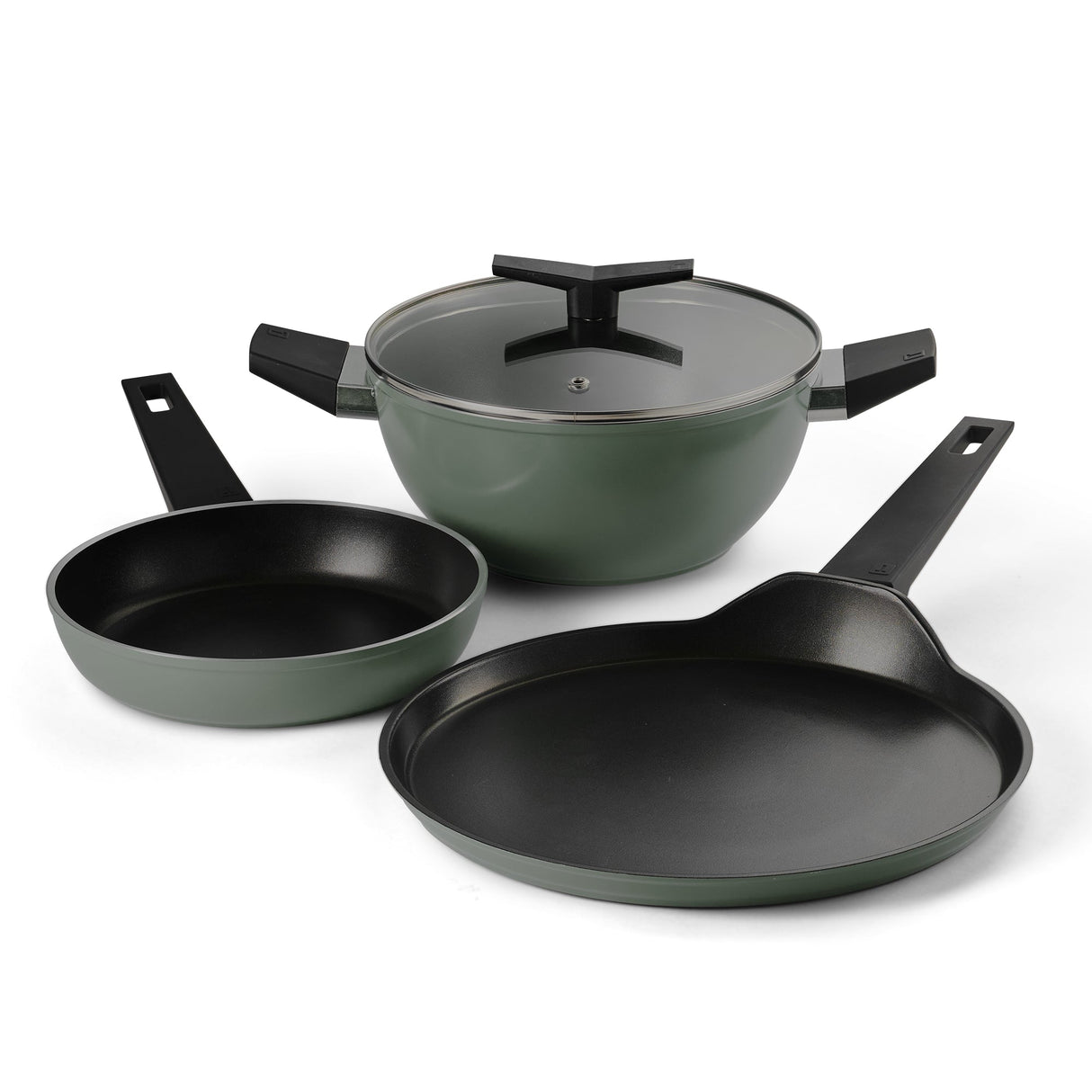 Aura Ceramic Reinforced Non-Stick Cookware Set – 4 Pieces (Sea Green)