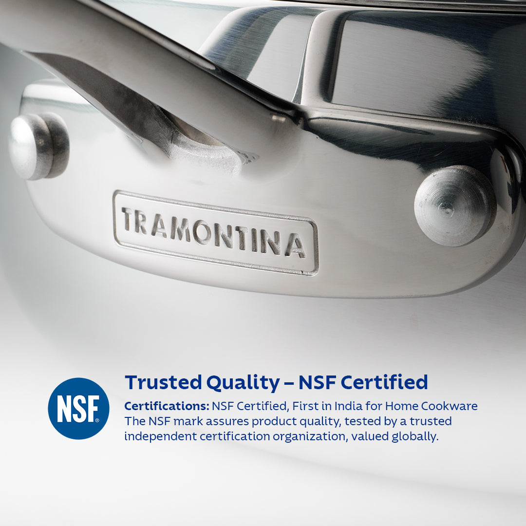Aeion 26cm Stainless Steel Tri-Ply Extra Deep Kadai with SS Lid - 4.7L - Tramontina India