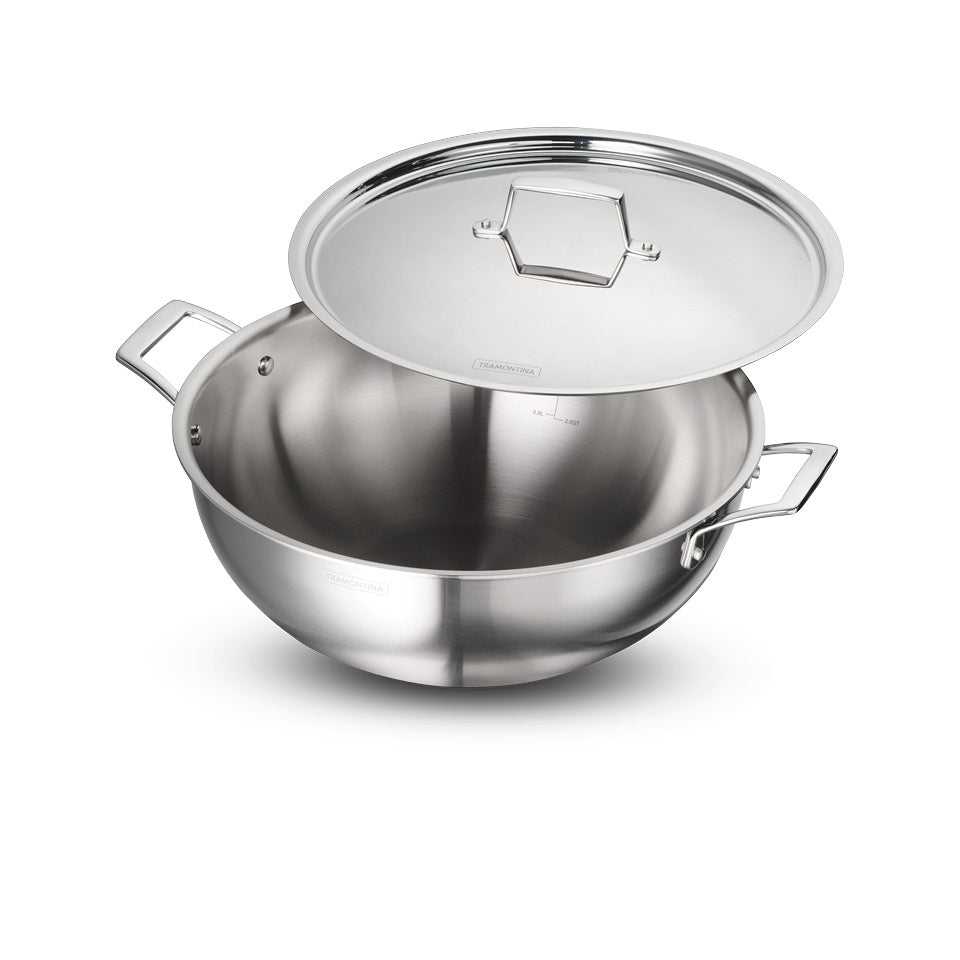 Aeion 32cm Stainless Steel Tri-Ply Extra Deep Kadai with SS Lid - 8.0L - Tramontina India
