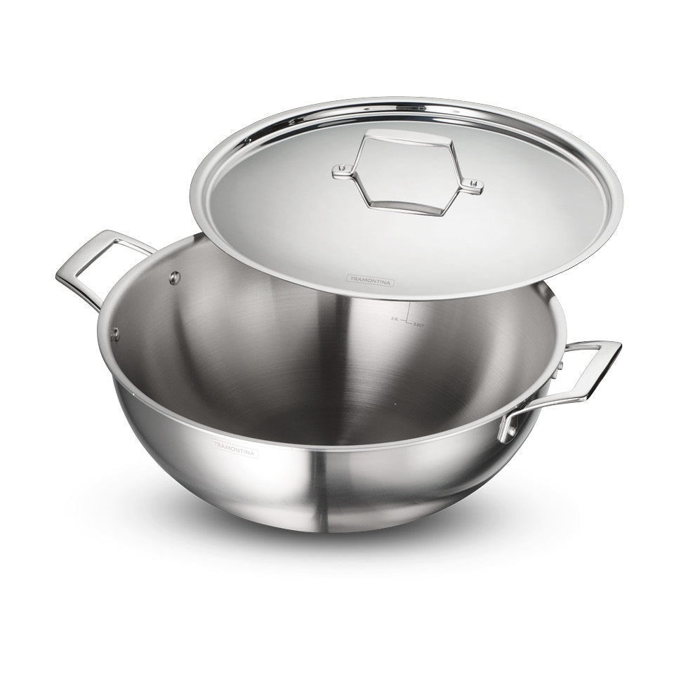 Aeion 36cm Stainless Steel Tri-Ply Extra Deep Kadai with SS Lid - 10.9L - Tramontina India