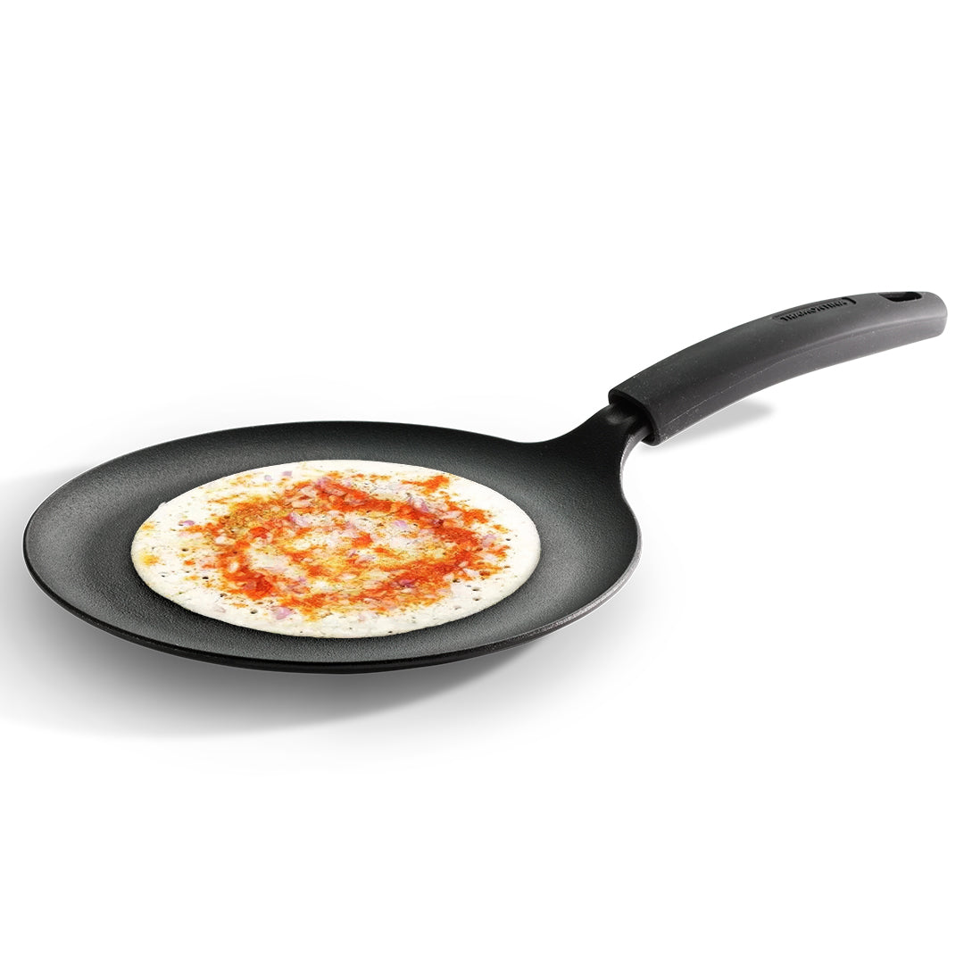 Titanex 28cm Pre-Seasoned Cast Iron Dosa Tawa with Heat Resistant Silicone Grip - Tramontina India